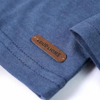 Kindershirt met lange mouwen os en adelaarsprint 140 gemleerd blauw