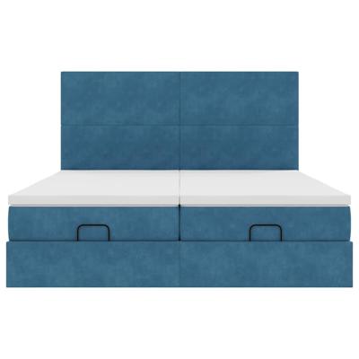 Ottoman bed met matrassen 160x200cm fluweel donkerblauw