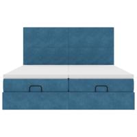 Ottoman bed met matrassen 160x200cm fluweel donkerblauw - thumbnail