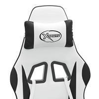 Gamestoel draaibaar kunstleer wit en zwart - thumbnail