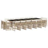 17-delige Tuinset met kussens poly rattan beige - thumbnail