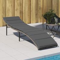 Ligbed met kussen 55x199x50 cm poly rattan grijs - thumbnail