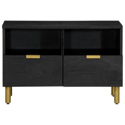 Tv-meubel 70x33x46 cm bewerkt hout zwart Tv-meubel 70x33x46 cm bewerkt hout zwart