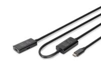 Digitus DA-73109 USB-C-kabel USB 3.2 Gen1, USB 3.2 Gen1, USB 3.0 USB-C, USB-C bus, USB-C stekker 10.00 m Zwart Actief met signaalversterking, Stekker past op - thumbnail