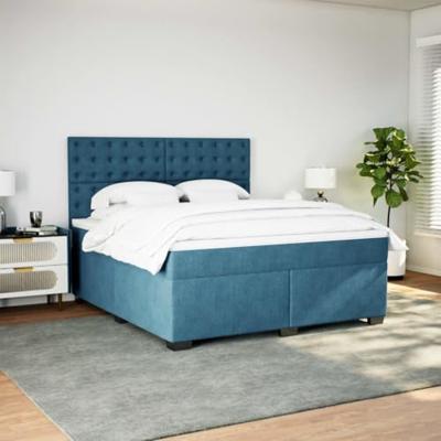 Boxspring met matras fluweel blauw 180x200 cm