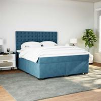 Boxspring met matras fluweel blauw 180x200 cm - thumbnail