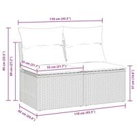 2-delige Loungeset met kussens poly rattan acacia bruin - thumbnail