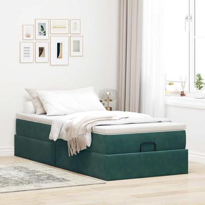 Ottoman bed met matras 120x200cm fluweel donkergroen