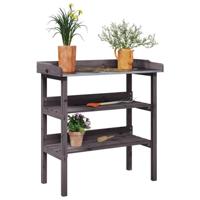 VidaXL Plantentafel met schappen 78x38x82,5 cm vurenhout grijs - thumbnail
