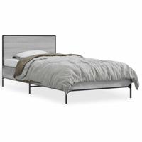 Bedframe bewerkt hout metaal grijs sonoma eiken 120x190 cm - thumbnail