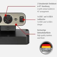 Brennenstuhl brennenstuhl®estilo Duplex-stekkerdoos, 1x USB C, 1x USB A, 10x veiligheidscontactdozen, zilver/zwar - 1153580200 - thumbnail