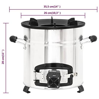 VidaXL Houtkachel met usb-ventilator 35,5x26x28 cm roestvrijstaal