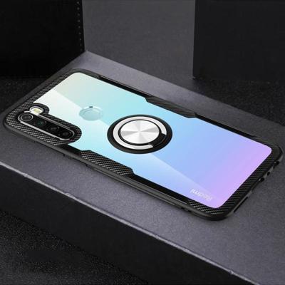 Voor Xiaomi Redmi Note 8 schokbestendige TPU + acryl beschermende case met metalen ring houder (zilver zwart) Voor Xiaomi Redmi Note 8 schokbestendige TPU + acryl beschermende case met metalen ring houder (zilver zwart)