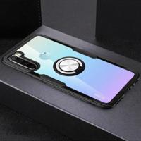 Voor Xiaomi Redmi Note 8 schokbestendige TPU + acryl beschermende case met metalen ring houder (zilver zwart) - thumbnail