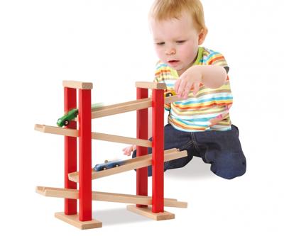 Eichhorn autobaan van hout met 3 raceauto&apos;s