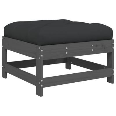 7-delige Loungeset met kussens massief hout grijs