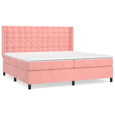Boxspring met matras fluweel roze 200x200 cm