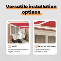 VidaXL Inklapbaar zonnescherm rood 350 x 250 cm polyester en aluminium - thumbnail