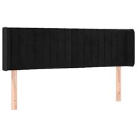 Hoofdbord met randen 147x16x78/88 cm fluweel zwart - thumbnail