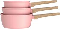 Set van 3 steelpannen - Geschikt voor alle kookplaten inclusief inductie - ARTHUR MARTIN - AM0702 - Keramische coating - Ø 16-18-20 cm - Roze - thumbnail