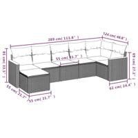 7-delige Loungeset met kussens poly rattan zwart - thumbnail