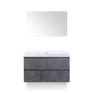 Maxx XL Badmeubelset 100 cm - Beton Antraciet - Wastafel Just Zonder kraangat - met Spiegel