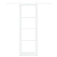 Schuifdeur met beslag ORKDAL massief hout en glas wit - thumbnail