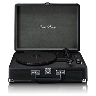 Classic Phono TT-115 platenspeler - kofferplaatspeler - Bluetooth - USB - 3 snelheden - directe opname op USB zonder pc - riemaandrijving - zwart