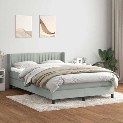 Boxspring met matras fluweel lichtgrijs 160x220 cm