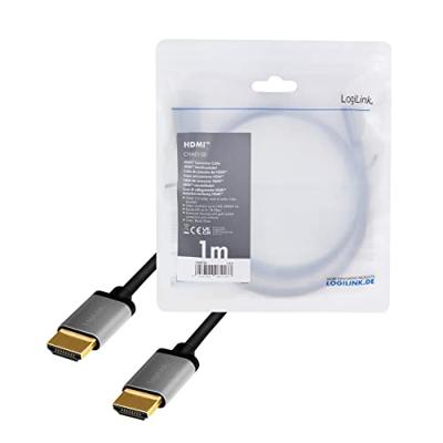 LogiLink HDMI AV Aansluitkabel [1x HDMI-stekker - 1x HDMI-stekker] 1 m Zwart-grijs