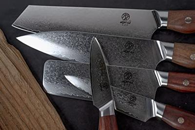 Homizu Baranoki koksmes - 20cm - VG-10 damascus mes|rozenhout - bruin