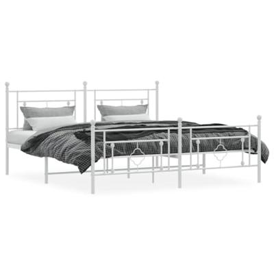 Bedframe met hoofd- en voeteneinde metaal wit 180x200 cm