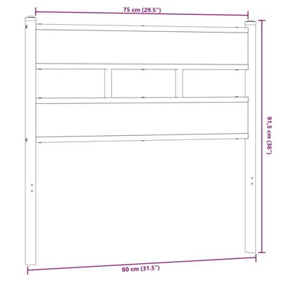 Hoofdbord 75 cm ijzer en bewerkt hout gerookt eikenkleurig