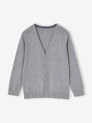 Gebreid vest met V-hals BASICS gemêleerd grijs