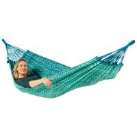 Eenpersoons hangmat - 300x140cm - Groen - 120kg draagkracht- 100% katoen - binnen & buiten - thumbnail