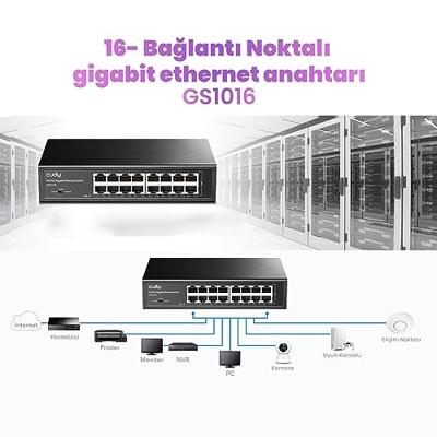 Cudy GS1016 netwerk-switch Gigabit Ethernet (10/100/1000) Zwart