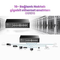 Cudy GS1016 netwerk-switch Gigabit Ethernet (10/100/1000) Zwart - thumbnail