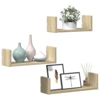 Wandschappen 3 st bewerkt hout sonoma eikenkleurig - thumbnail