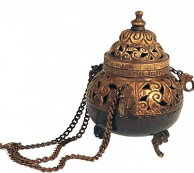 Hangende Wierookbrander Messing Antiek Finish (14 cm)