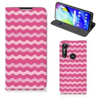 Motorola Moto G8 Power | Hoesje met Magneet | Waves Pink - thumbnail