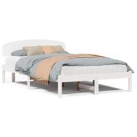 Bedframe met hoofdeinde Wit 135 x 190 cm Massief grenenhout - thumbnail