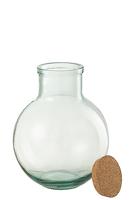 J-Line Voorraadpot Rond Kurk Gerecycleerd Glas Large - thumbnail