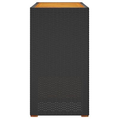 Tuinbijzettafel met houten blad 100x40x75 cm poly rattan zwart - thumbnail