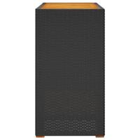 Tuinbijzettafel met houten blad 100x40x75 cm poly rattan zwart - thumbnail