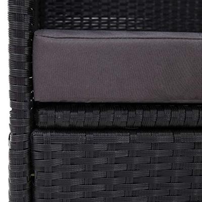 VidaXL Loungebank met luifel poly rattan zwart