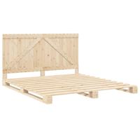 Bedframe met hoofdbord massief grenenhout 200x200 cm - thumbnail