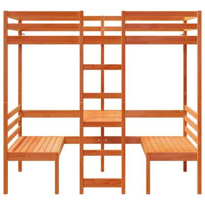Hoogslaper met bureau en stoelen grenenhout wasbruin 90x200cm