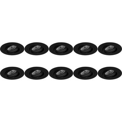 Spot Armatuur 10 Pack - Pragmi Alpin Pro - GU10 Inbouwspot - Rond - Zwart - Aluminium - Kantelbaar - Ø92mm