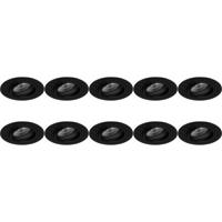Spot Armatuur 10 Pack - Pragmi Alpin Pro - GU10 Inbouwspot - Rond - Zwart - Aluminium - Kantelbaar - Ø92mm - thumbnail