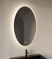 Badkamerspiegel Gliss Oval VERTICAAL LED Verlichting Met Spiegelverwarming 100x60 cm - thumbnail
